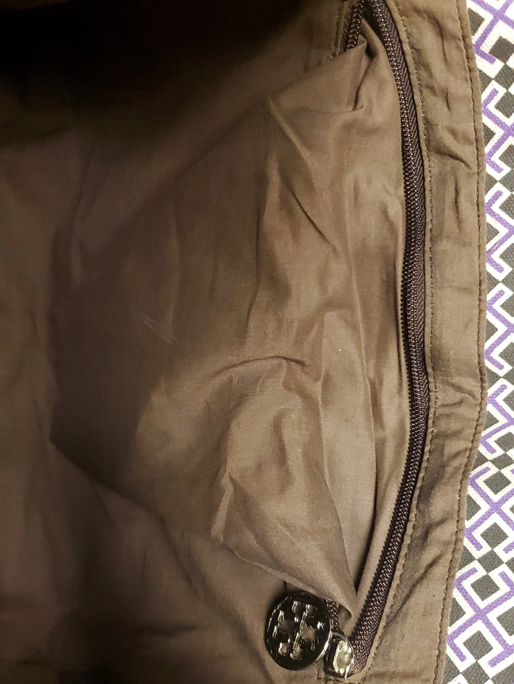 Tory Burch Vintage Purple And Brown Geometric Tote Bag